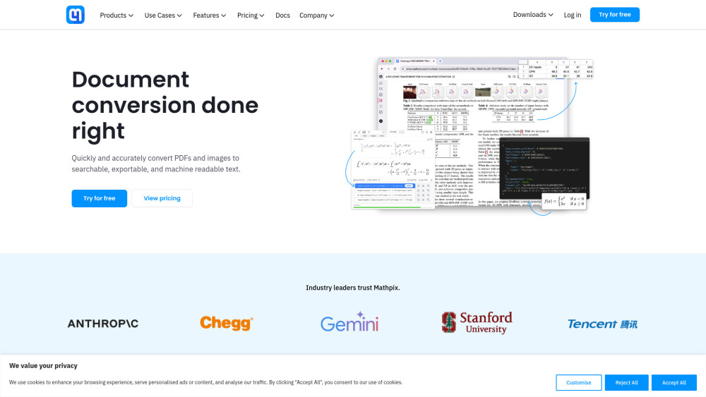 Mathpix website screenshot