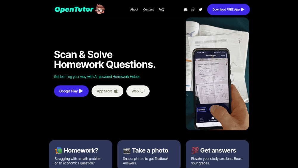 Open Tutor App website screenshot