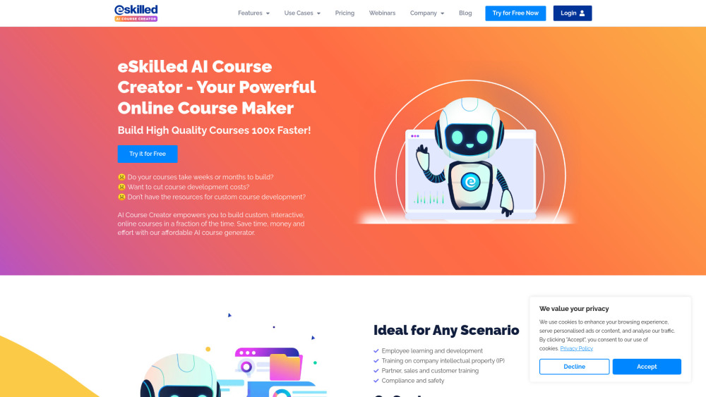 Eskilled Ai Course Creator website screenshot