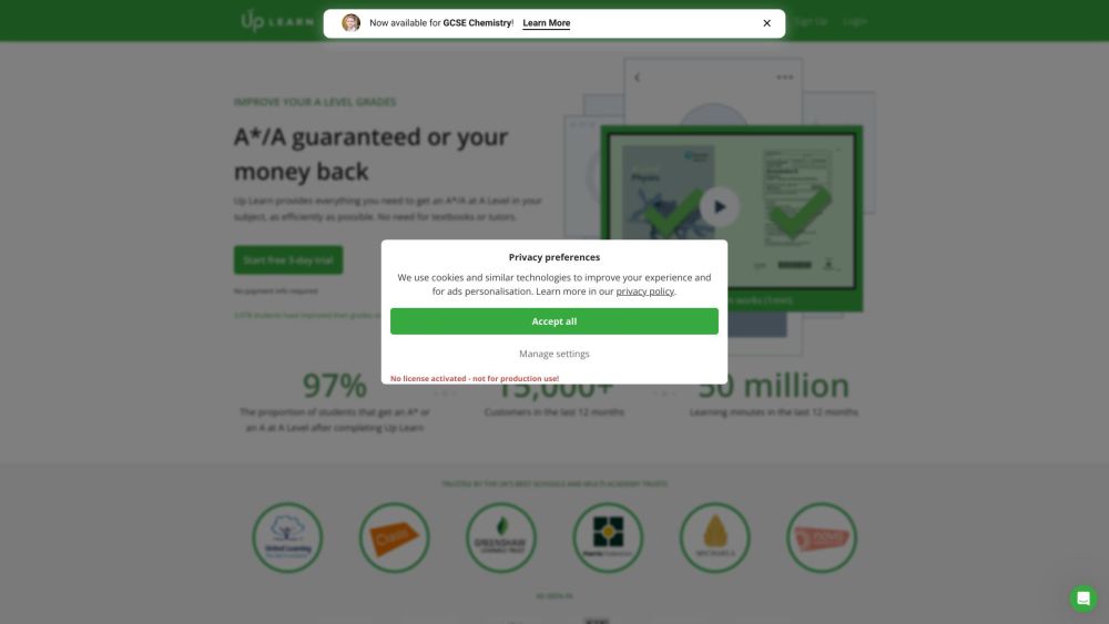 Uplearn Co Uk website screenshot