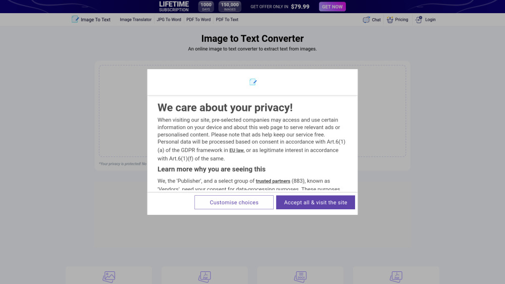 Image To Text Converter website screenshot