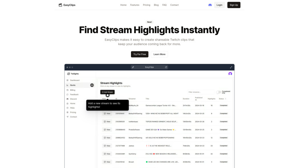 EasyClips website screenshot