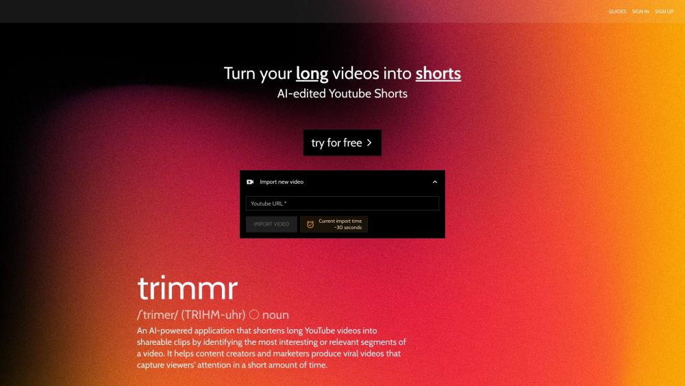 Trimmr Ai website screenshot