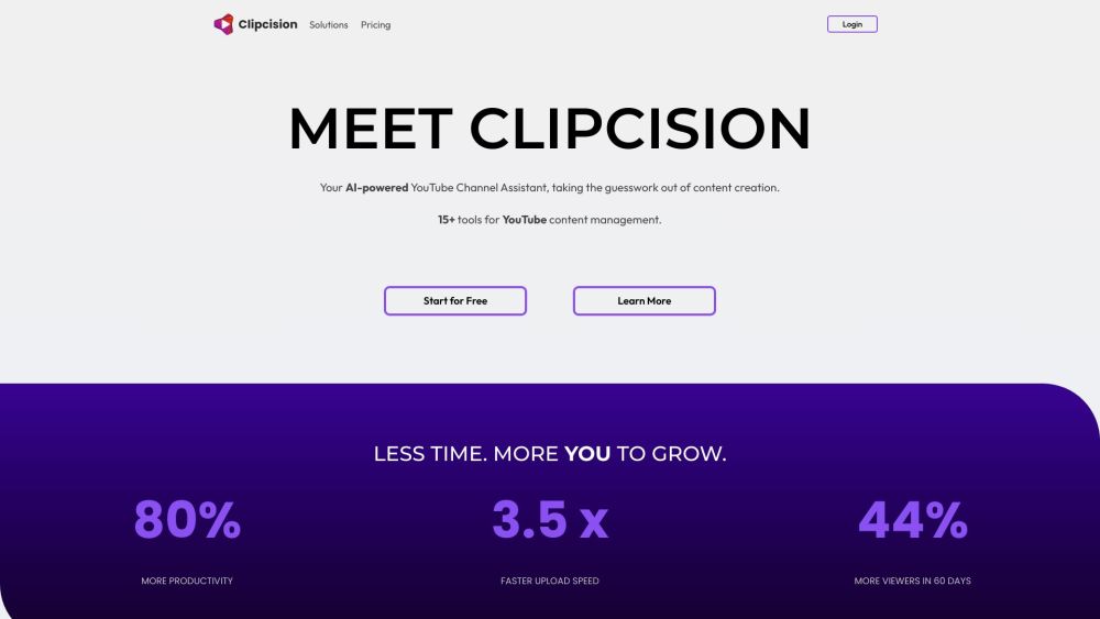 Clipcision Ai Youtube Content Assistant website screenshot