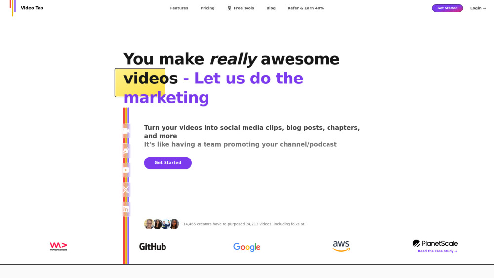 Videotap website screenshot