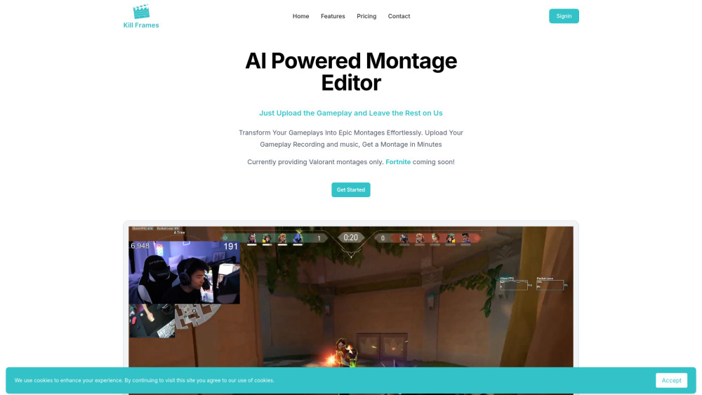 Kill Frames website screenshot