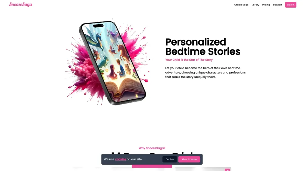 Snoozesaga website screenshot