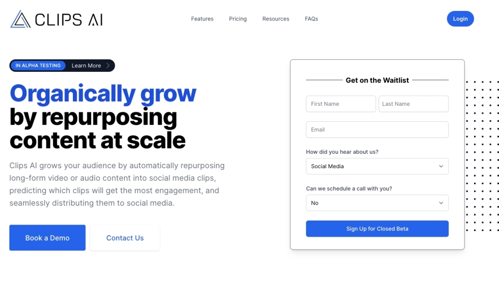 Clips Ai website screenshot
