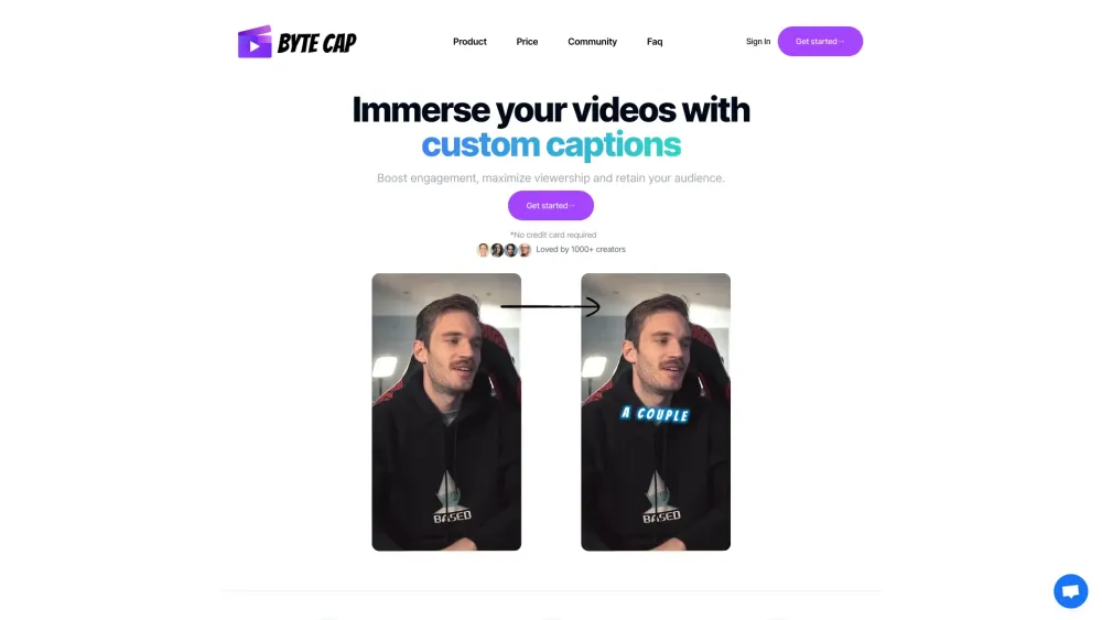 Bytecap website screenshot