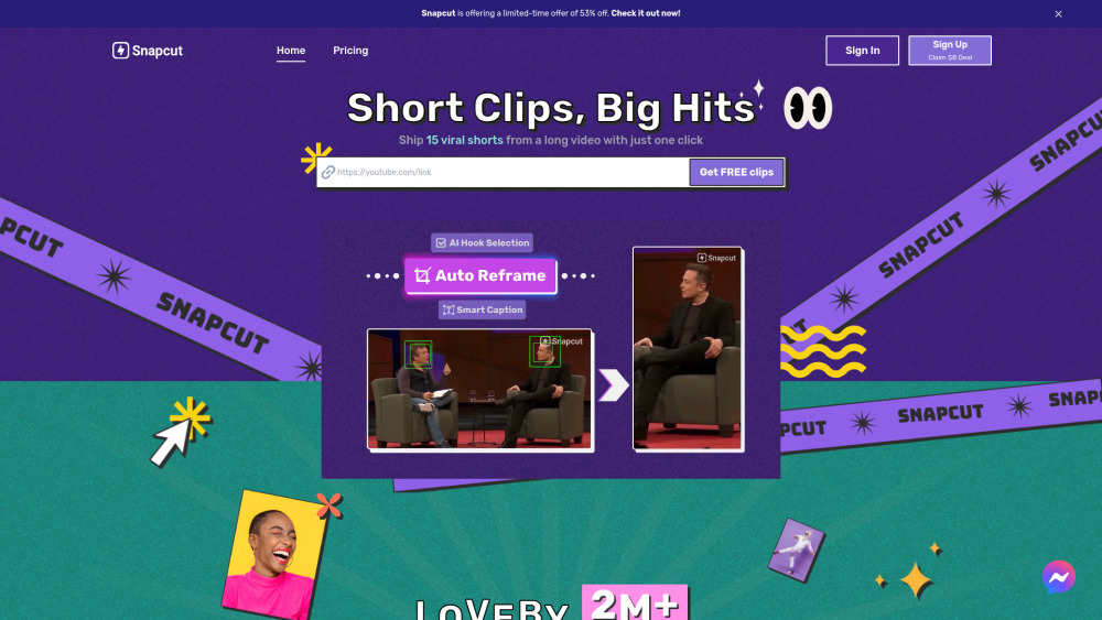 Snapcut Ai website screenshot