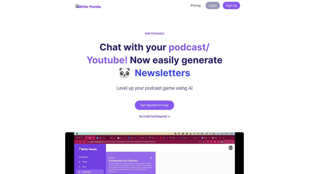 Write Panda website screenshot