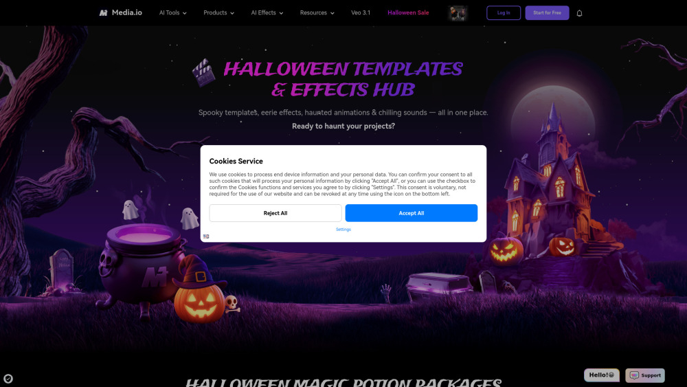 Media Io Halloween Ai Generator website screenshot