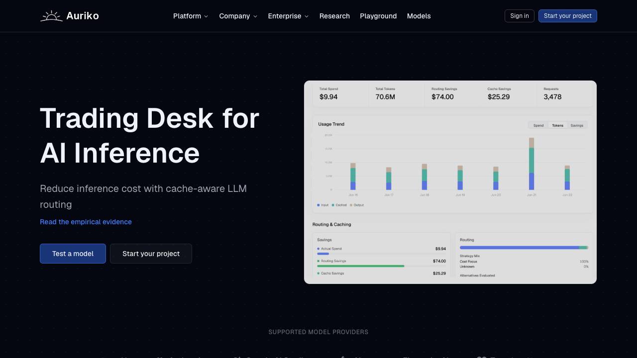 Auriko website screenshot