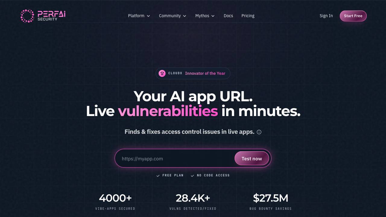 Perfai Security website screenshot