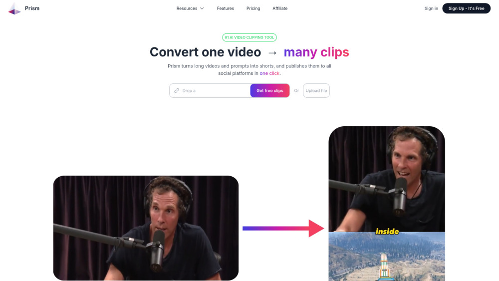 Prism Clips website screenshot