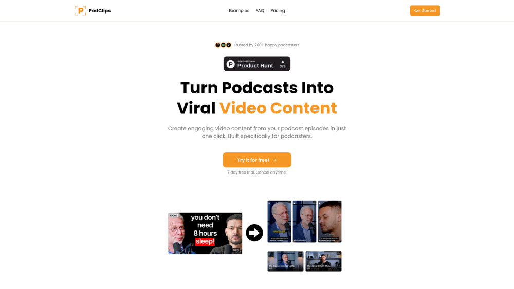 Podclips website screenshot