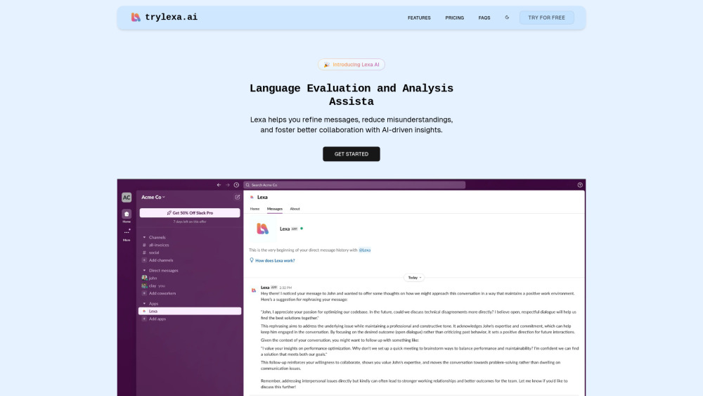 Lexaai website screenshot