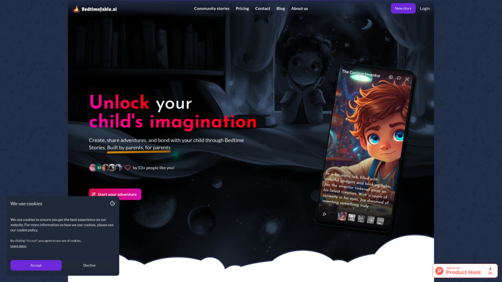 Bedtimefable Ai website screenshot