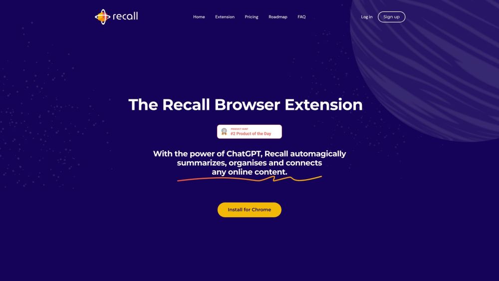 Recall Browser Extension website screenshot
