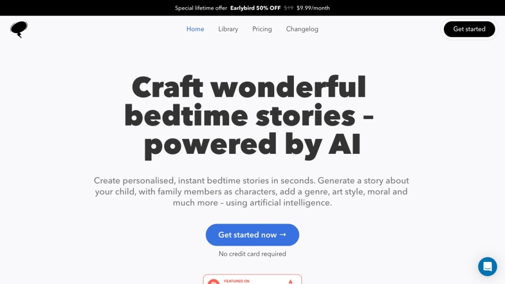 Bedtimestory Ai website screenshot