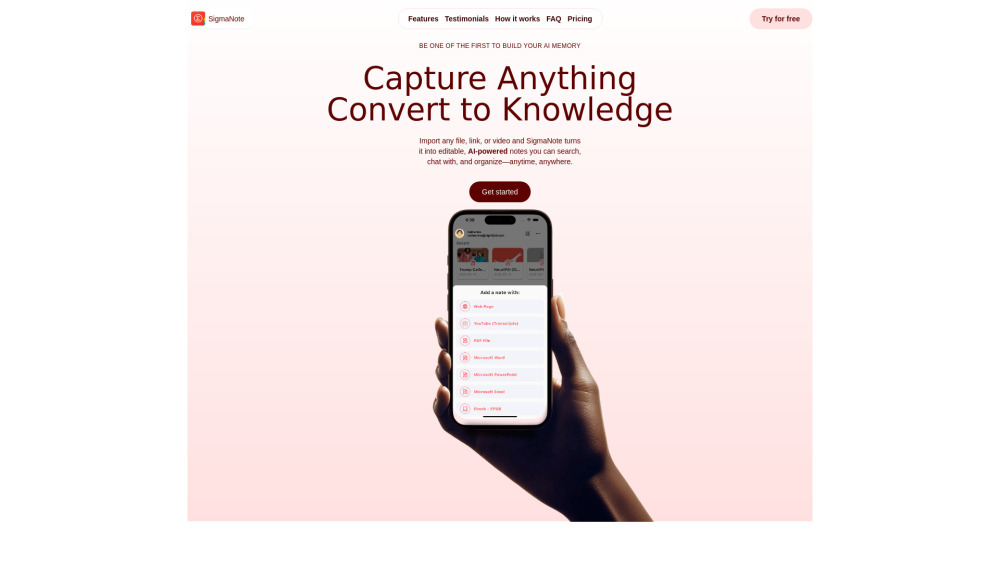 SigmaNote website screenshot