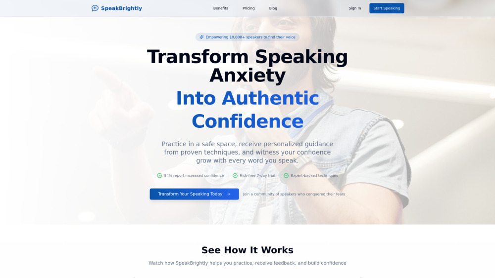 SpeakBrightly website screenshot