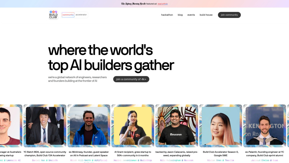 Build Club website screenshot