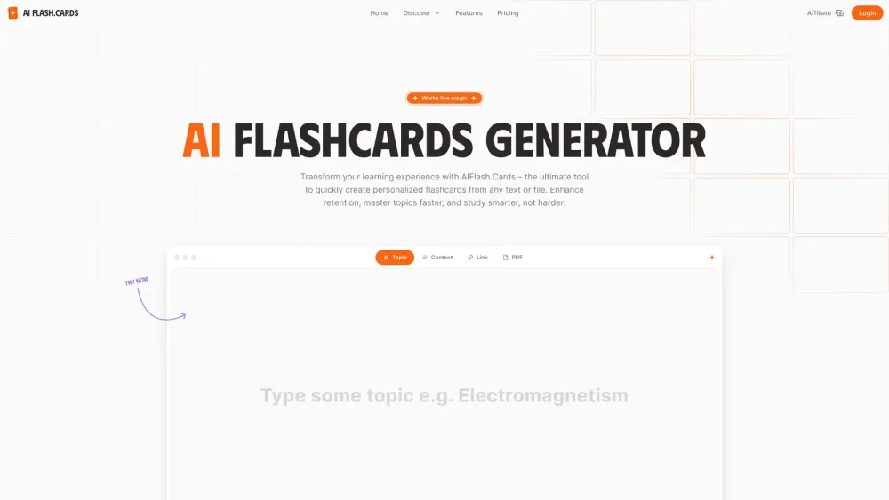 Ai Flash Cards website screenshot