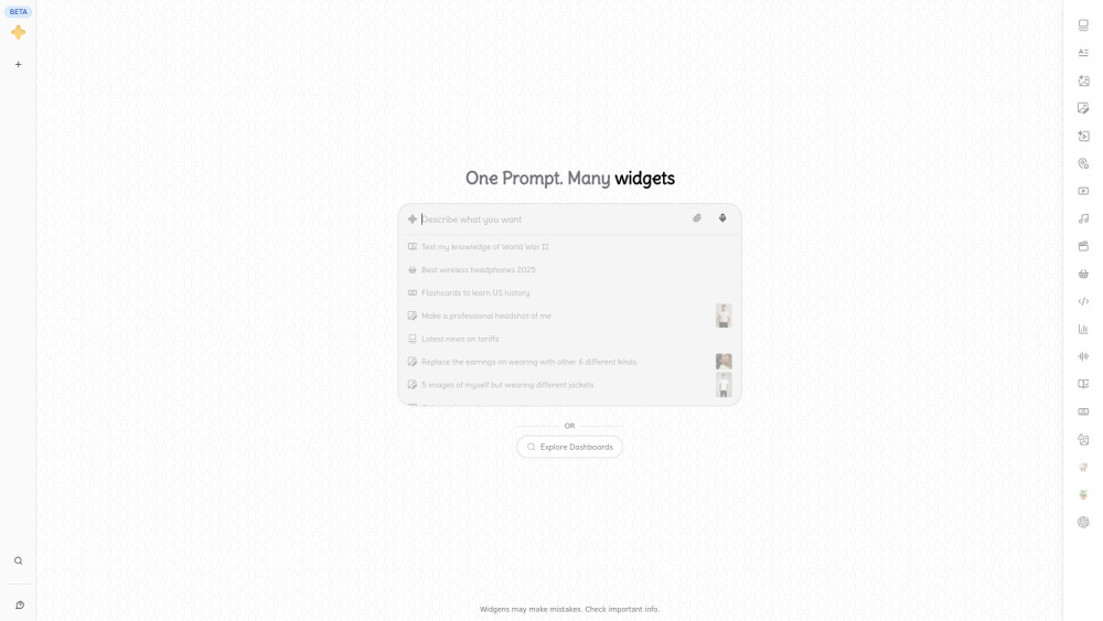 Widgens website screenshot