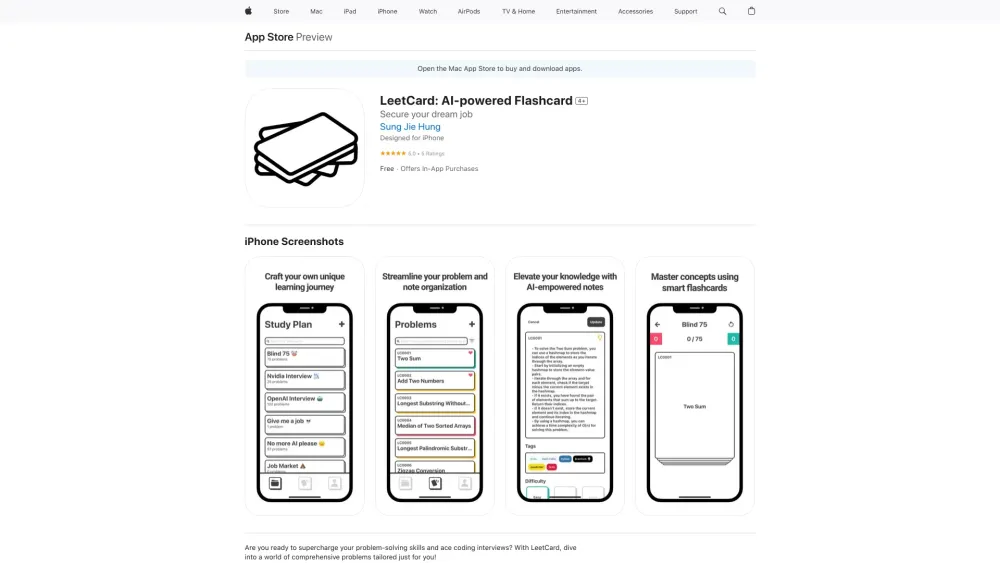 Leetcard Ai Powered Flashcards website screenshot