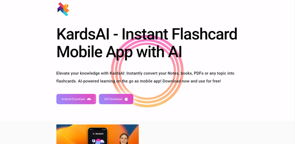 Kardsai Instant Flashcards Mobile App website screenshot
