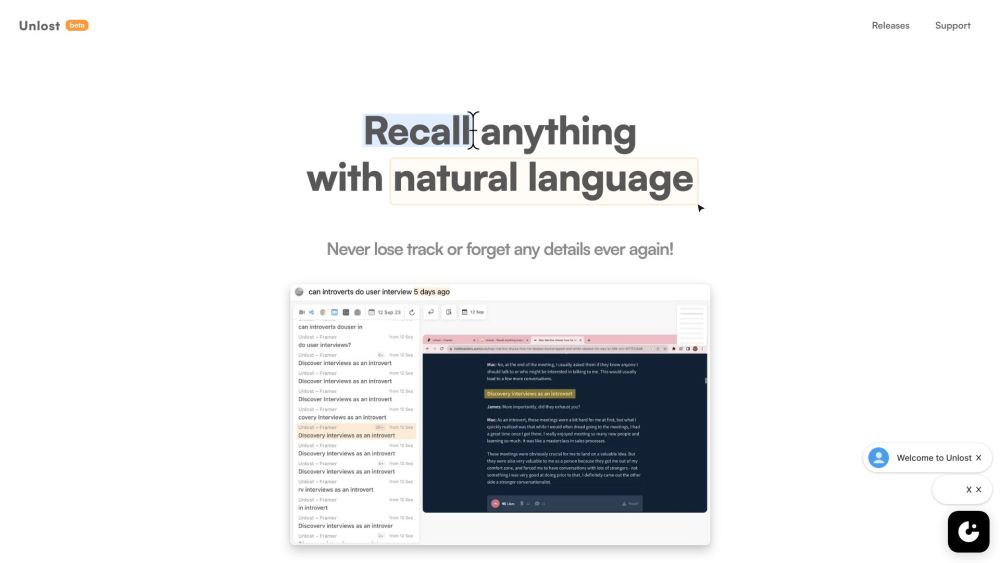 Unlost Ai website screenshot