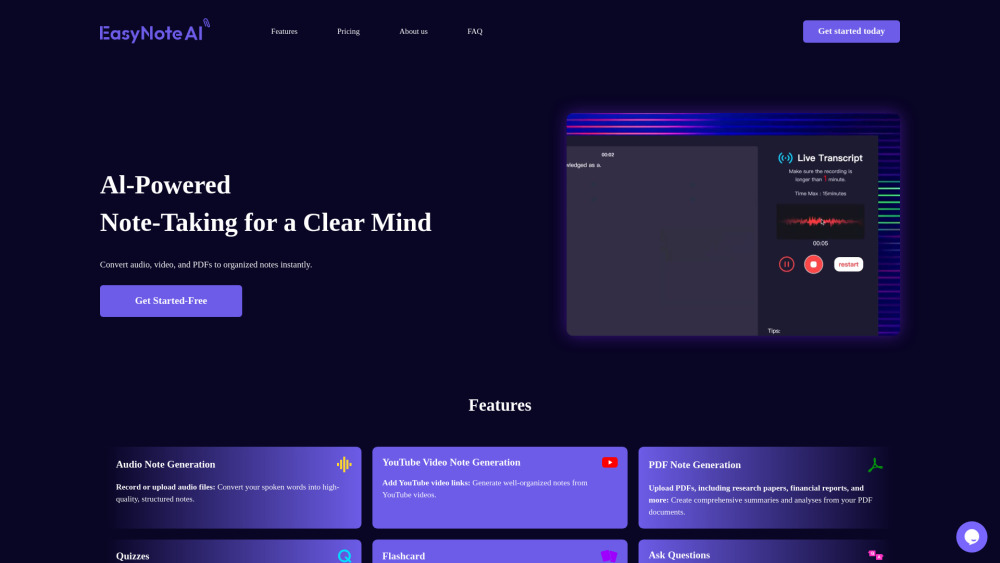 Easynoteai website screenshot