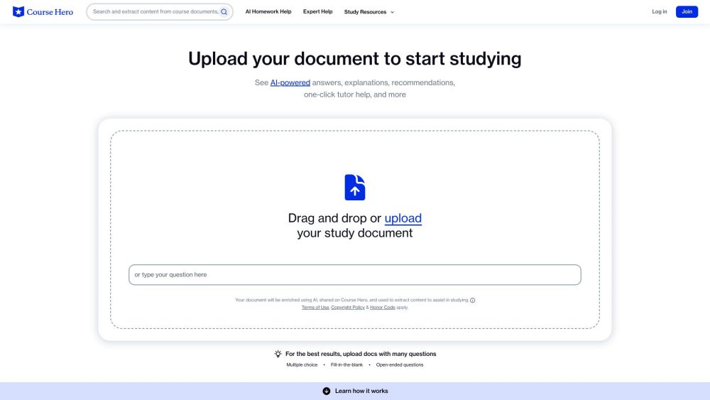 Coursehero Com website screenshot