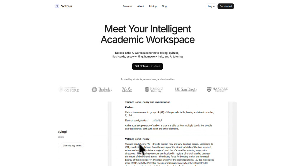 Notova website screenshot