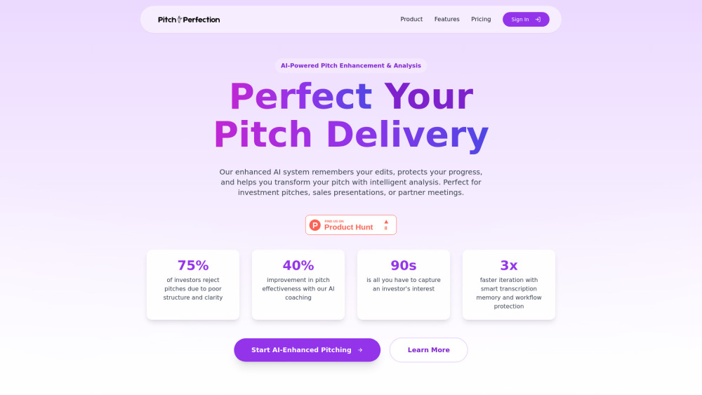 Pitch Perfection website screenshot