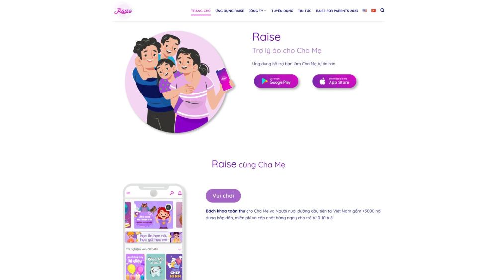 Raise website screenshot