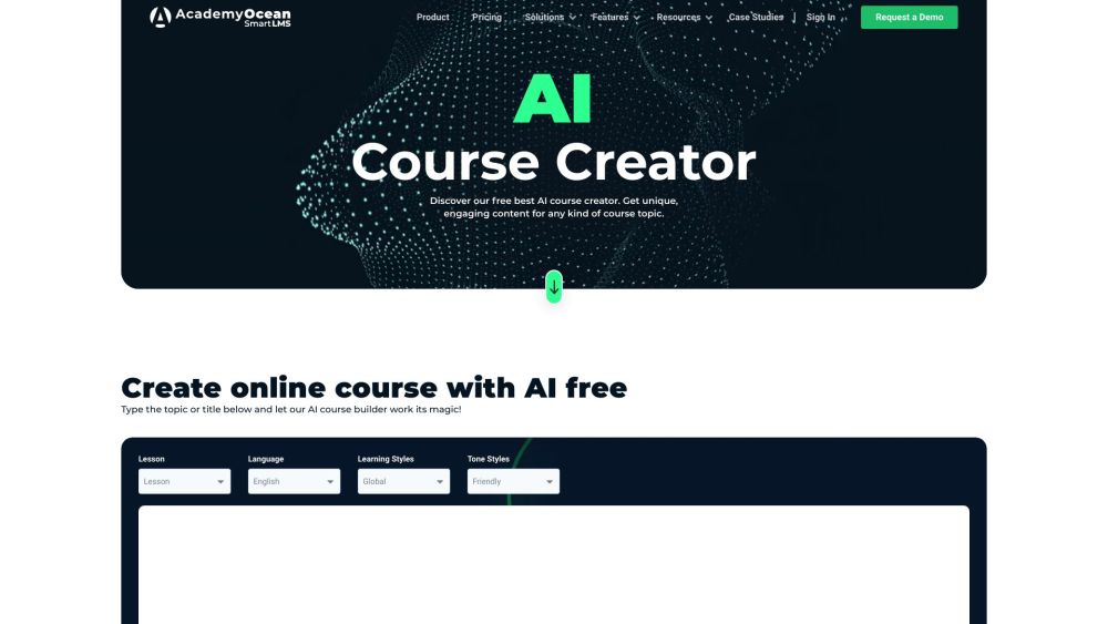 Ai Course Creator Academyocean website screenshot