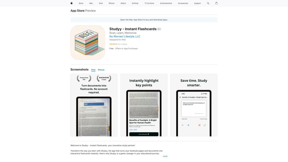 Studyy Instant Flashcards website screenshot