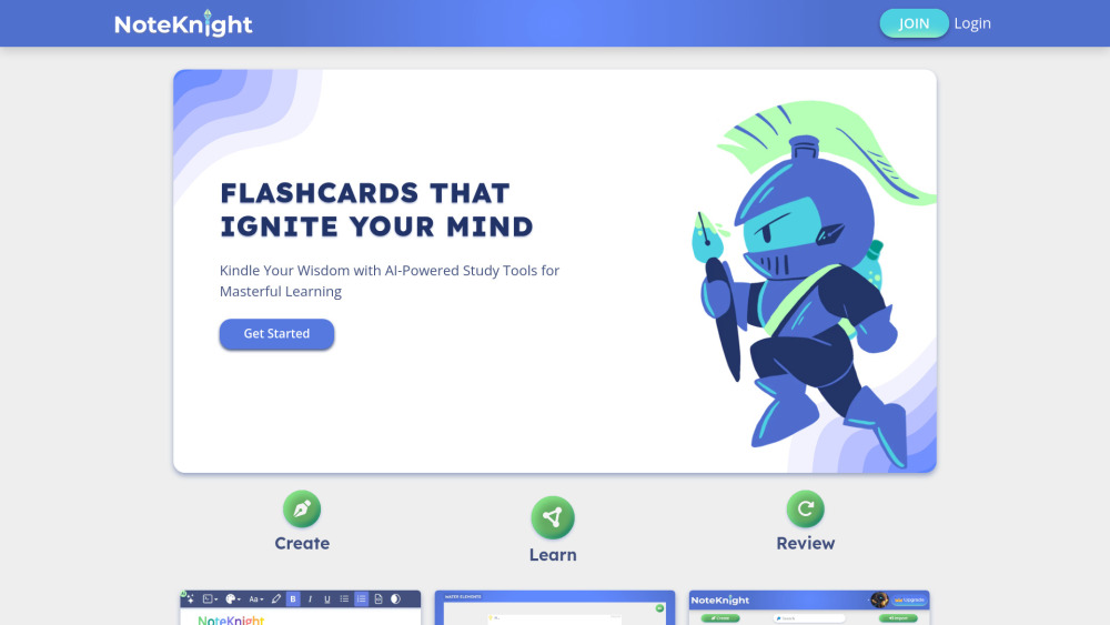Noteknight website screenshot