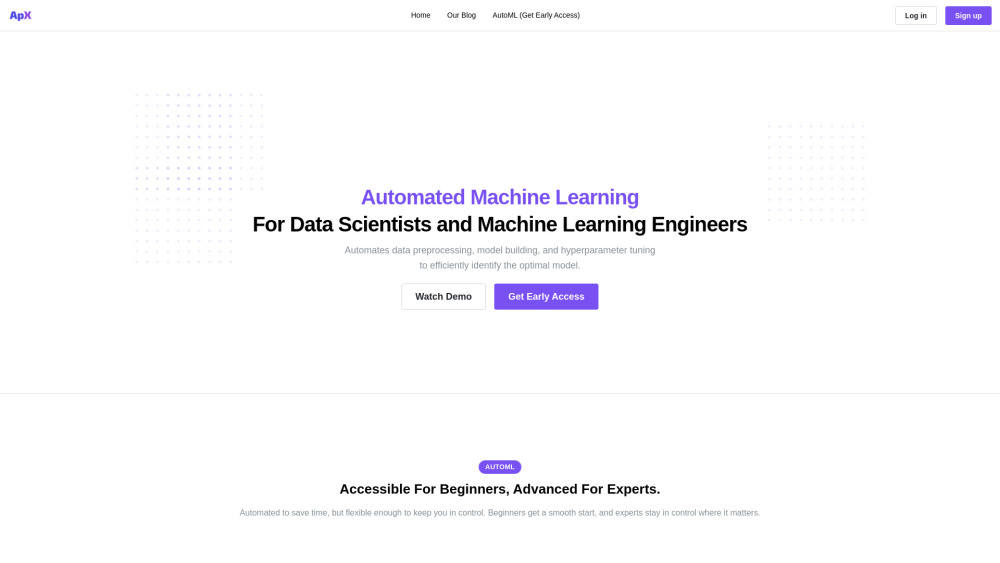 Apx Machine Learning website screenshot