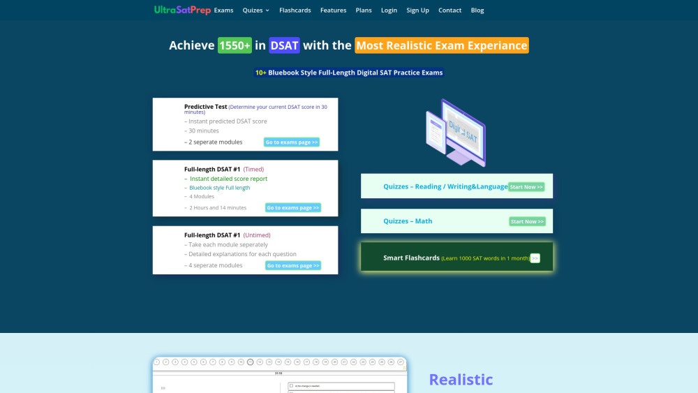 Ultrasatprep website screenshot