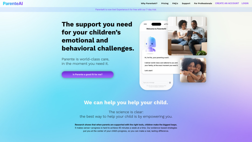 Parente Ai website screenshot