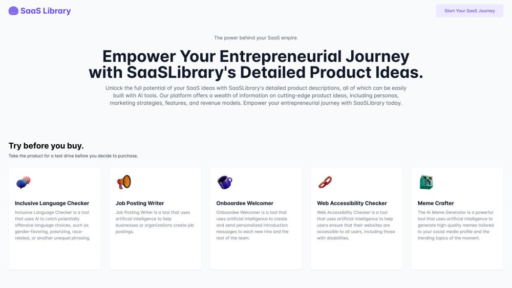 Saas Library website screenshot