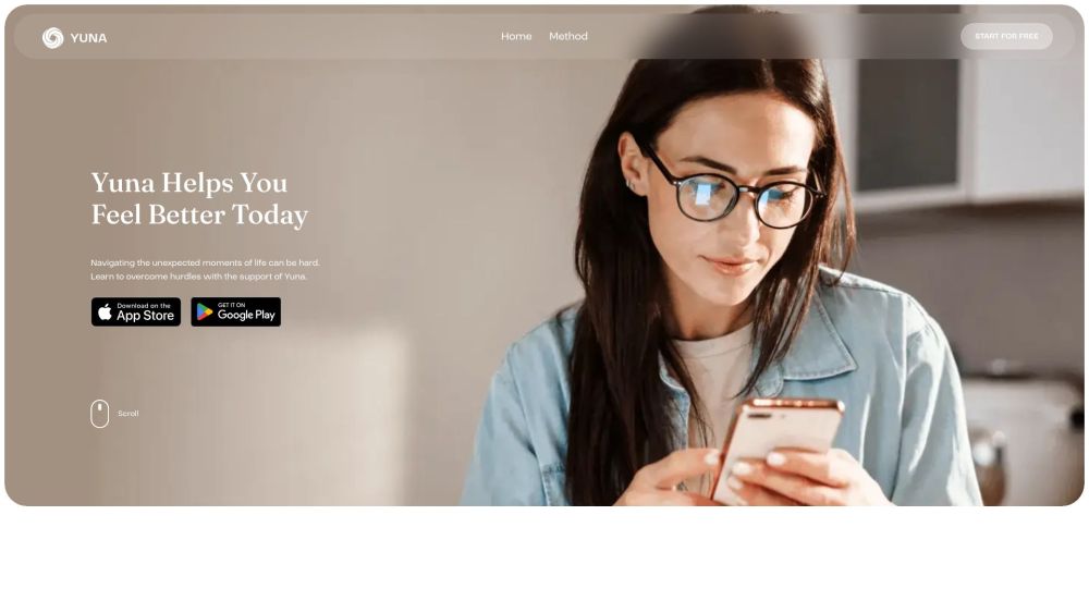 Yuna Ai Your Mental Health Companion website screenshot