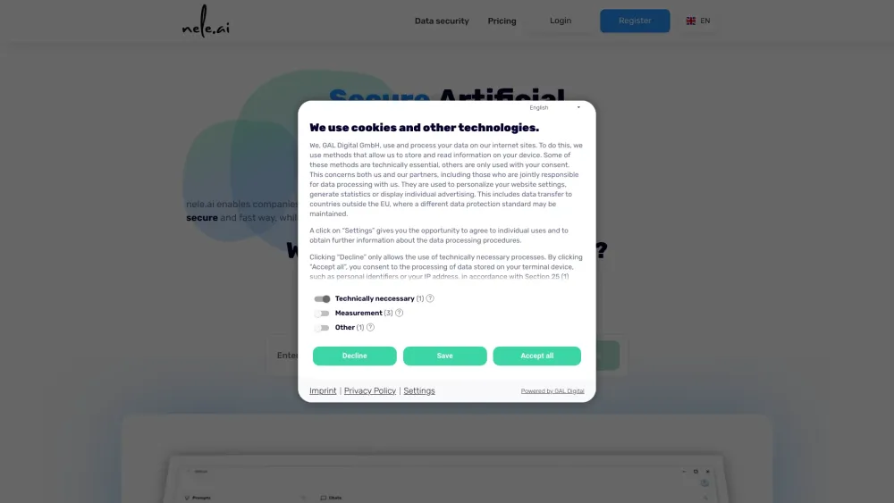 Nele Ai website screenshot