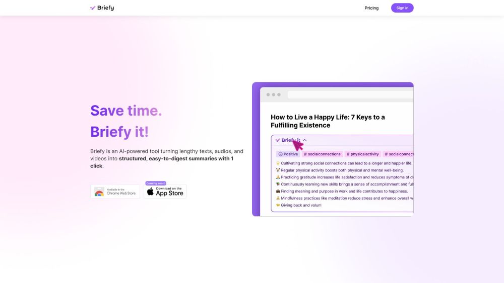 Briefy website screenshot