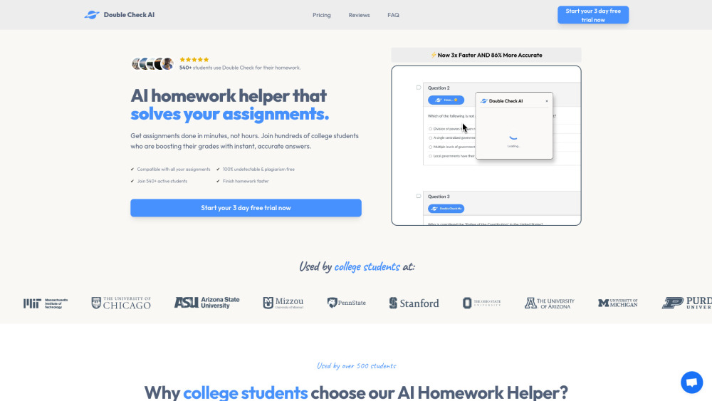 Double Check Ai website screenshot