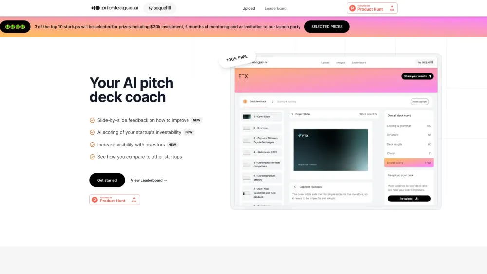 Pitchleague Ai website screenshot