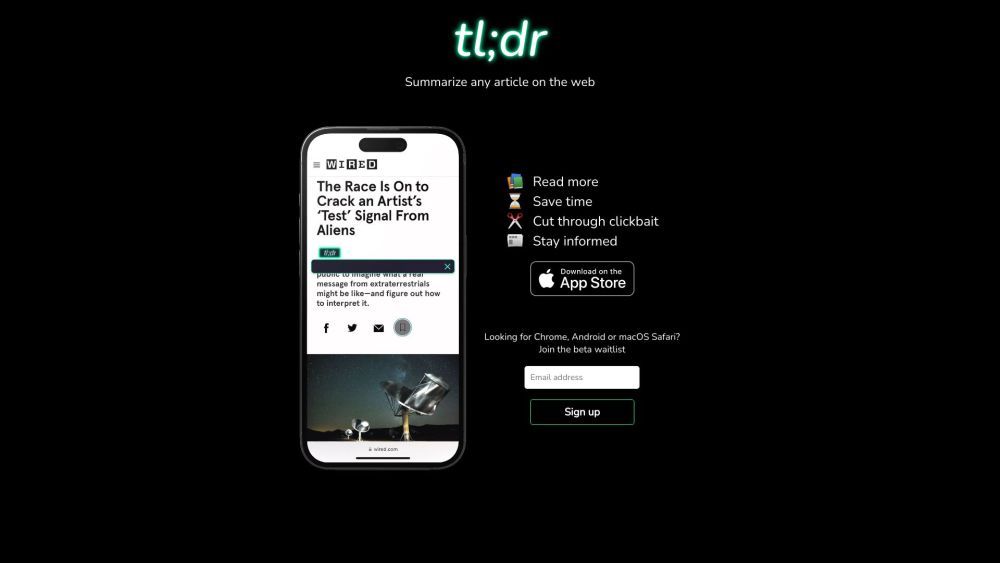 Tl Dr Ai Summarizer website screenshot